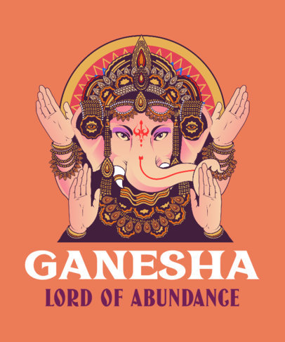 T-Shirt Design Generator Featuring an Illustration of Ganesha 3890d