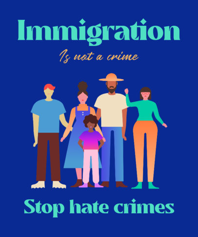 T-Shirt Design Template with an Illustrated Diverse Group of People 