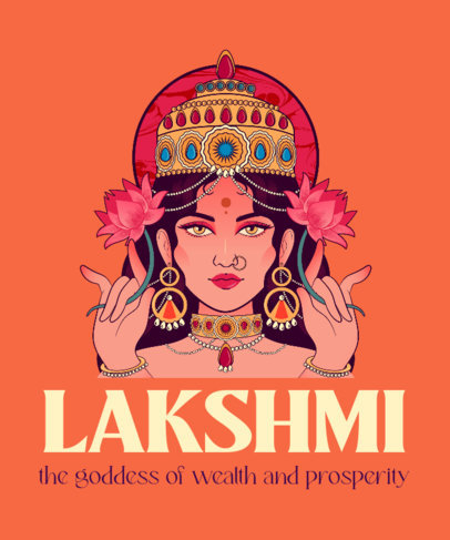 T-Shirt Design Maker Featuring an Illustration of Lakshmi 3890a