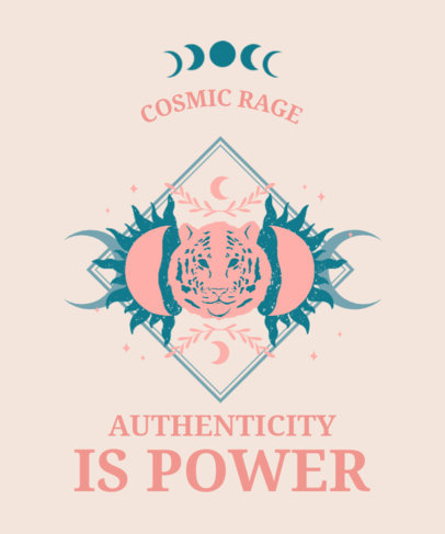 T-Shirt Design Template Featuring a Boho Style and a Tiger Graphic 