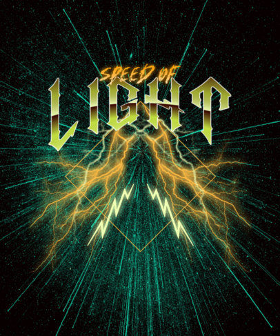 T-shirt Design Template Featuring Bright Lightning Graphics and a Geometric Shape 