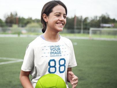 Custom Soccer Jerseys - Happy Girl at the Field