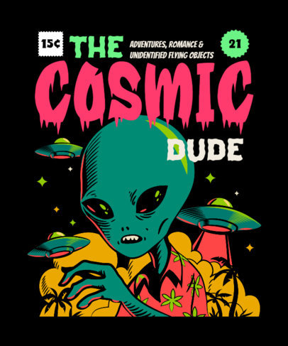 Fun T-Shirt Design Template Inspired by Alien Magazines 3902