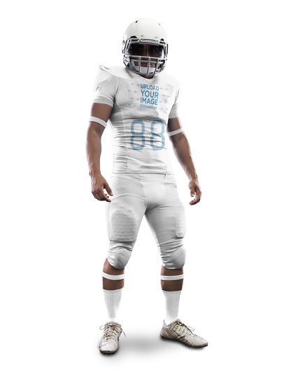 Custom Football Jerseys - Muscular Man Standing Against a Solid Background