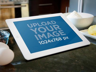 Mockup of an iPad in the Kitchen