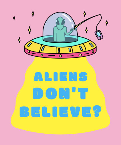 T-Shirt Design Maker Featuring Illustrated Aliens in Spaceships