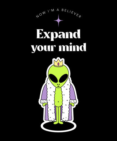 Quote T-Shirt Design Template Featuring Alien Graphics