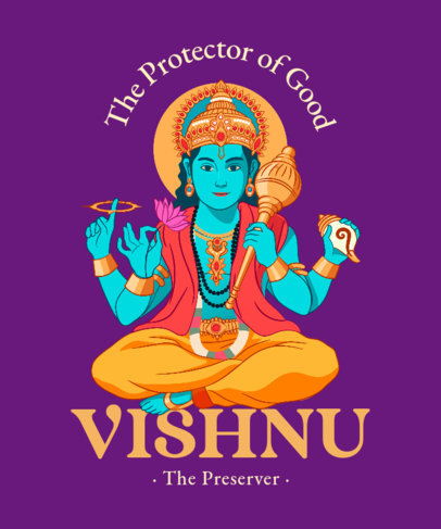 Hinduism T-Shirt Design Maker with an Illustration of Vishnu 3891a