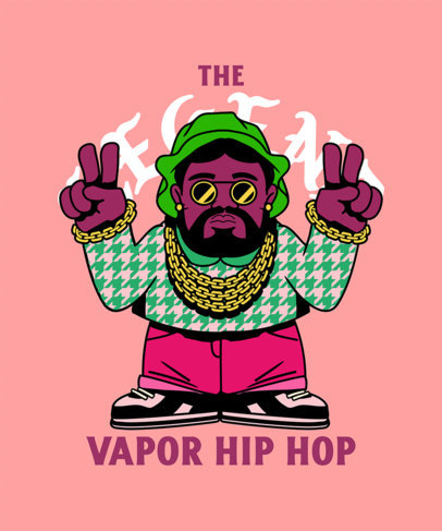 T-Shirt Design Template Featuring Hip-Hop Culture Character Illustrations