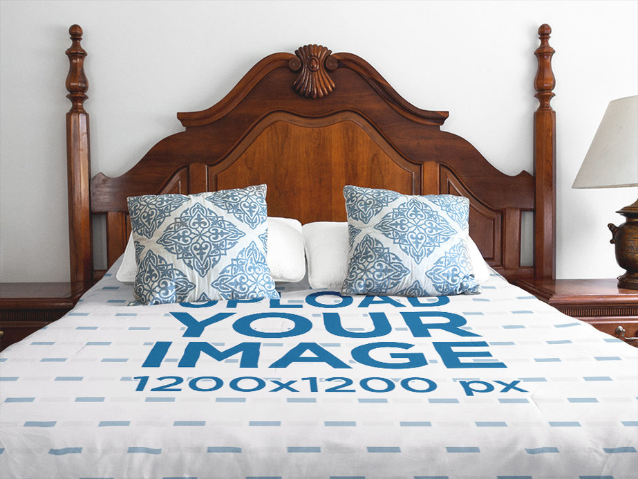 Duvet Cover Mockup on a Vintage Room