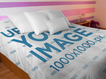 Angled Shot of a Duvet Cover in a Girl Room