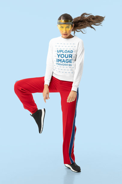 Mockup of a Fierce Dancer Wearing a Sweatshirt