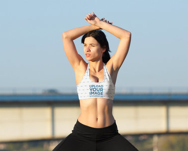 Sports Bra Mockup Featuring a Woman Stretching Her Body m7832 r-el2