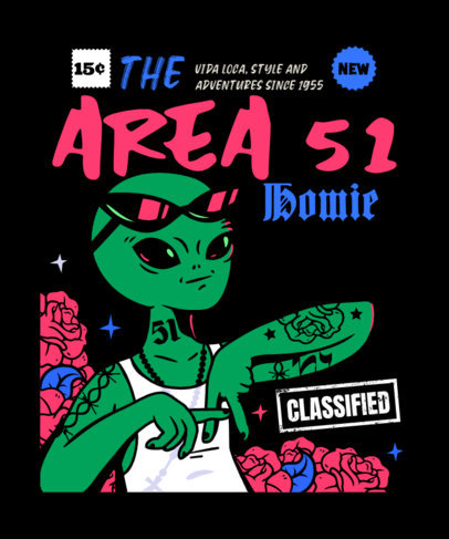 T-Shirt Design Generator Featuring a Hip Hop Alien Magazine 3902c