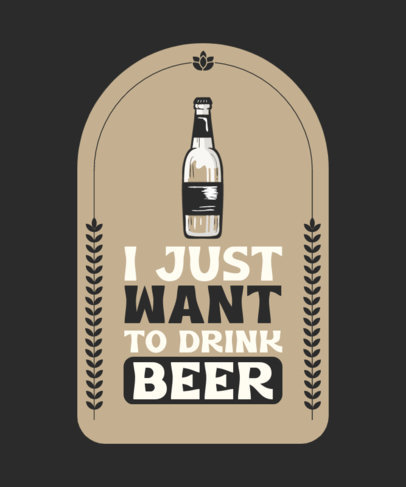 T-Shirt Design Template Featuring a Beer Quote with a Bottle Icon