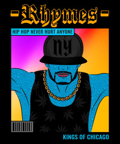 T-Shirt Design Maker Featuring a Hip Hop Portrait with a Trippy Style
