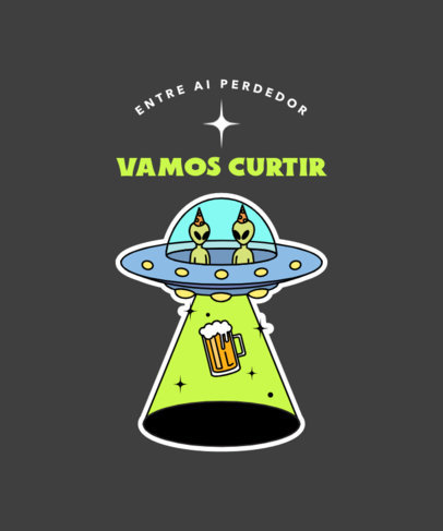 T-Shirt Design Maker Featuring Aliens and Text in Portuguese