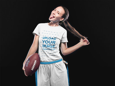 Custom Football Jerseys - Girl Making Faces at the Studio
