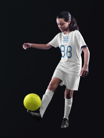 Custom Soccer Jerseys - Girl with Ball on her Foot