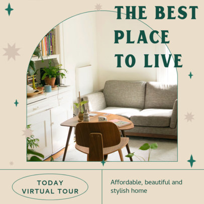 Real Estate-Themed Instagram Post Template Featuring Star Icons and a Minimalist Layout 3908h
