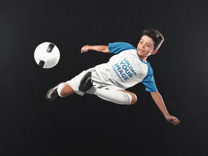 Custom Soccer Jerseys - Boy Doing a Scissor Side Kick a16605