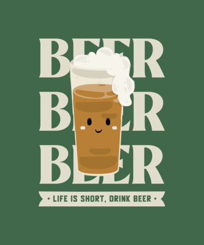 T-Shirt Design Template Featuring a Funny Beer Character