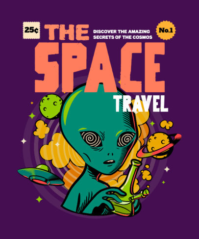 Cosmic T-Shirt Design Creator Featuring an Alien with a Bong 3902b