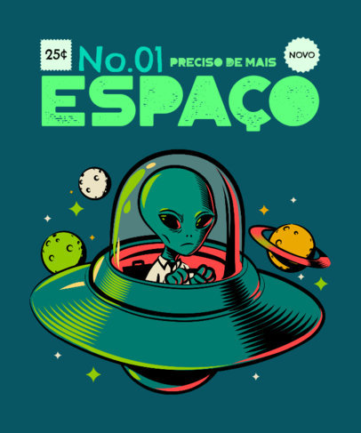Alien T-Shirt Design Template with an Ironic Graphic 3902d