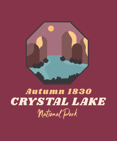 Illustrated T-Shirt Design Template With a Graphic About the Outdoors