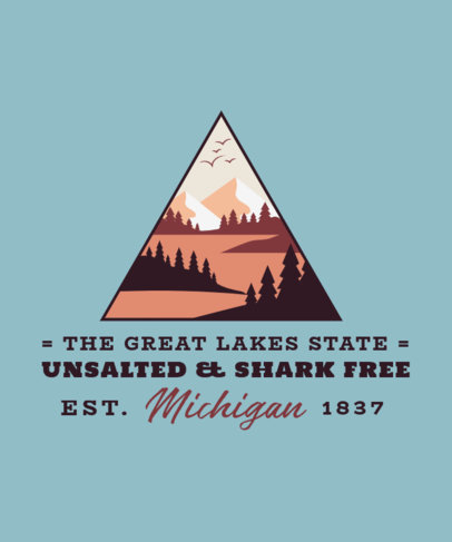 T-Shirt Design Template for Outdoors Enthusiasts With an Illustration of a Lake