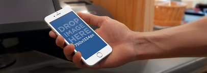 Wide Mockup of an iPhone 6 Being Held
