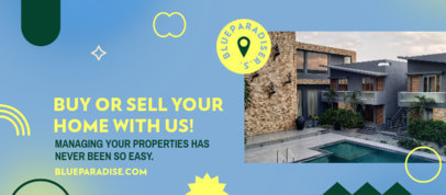 Facebook Cover Template for Real Estate Agents Featuring Abstract Icons 3909k