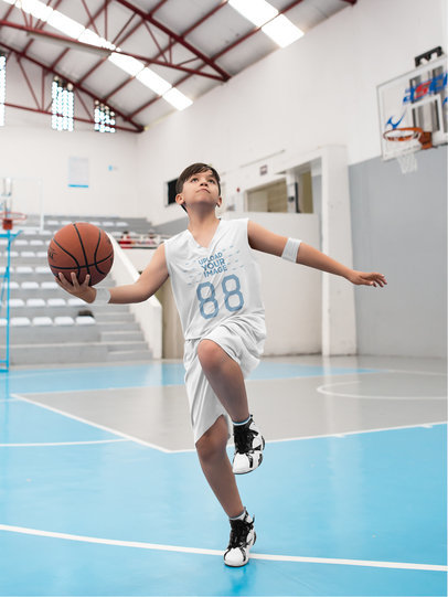 Basketball Jersey Maker - Boy Jumping with the Ball