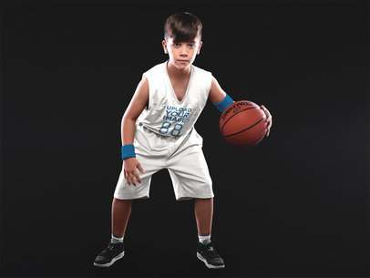 Basketball Jersey Maker - Boy Dribbling Inside a Studio