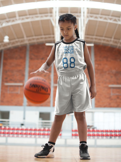 Basketball Jersey Maker - Girl with the Ball at the Court