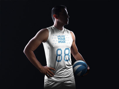 Volleyball Jersey Maker - Strong Man with Muscles Standing in a Studio