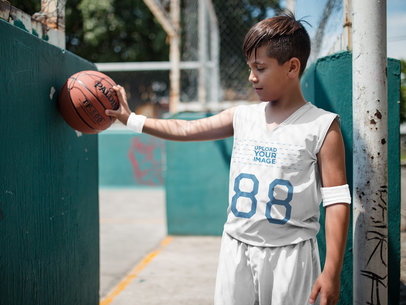 Basketball Jersey Maker - Boy Near a Urban Court