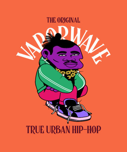 Illustrated T-Shirt Design Generator with an Acid Vaporwave-Style Hip-Hop Character