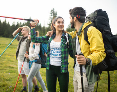 Tank Top Mockup of a Woman Enjoying a Hike with Her Boyfriend