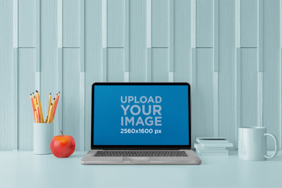 Mockup of a MacBook in a Colored Setting m11389-r-el2