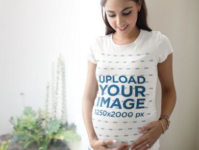 Facebook Ad - Maternity T-Shirt Being Used by Woman Inside her House