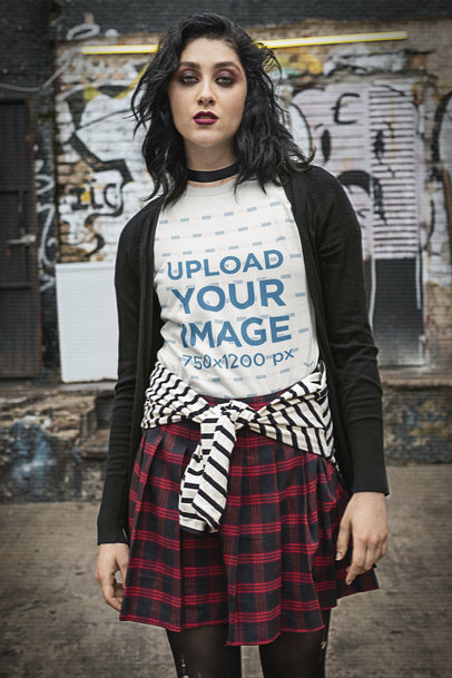T-Shirt Mockup Featuring a '90s Goth