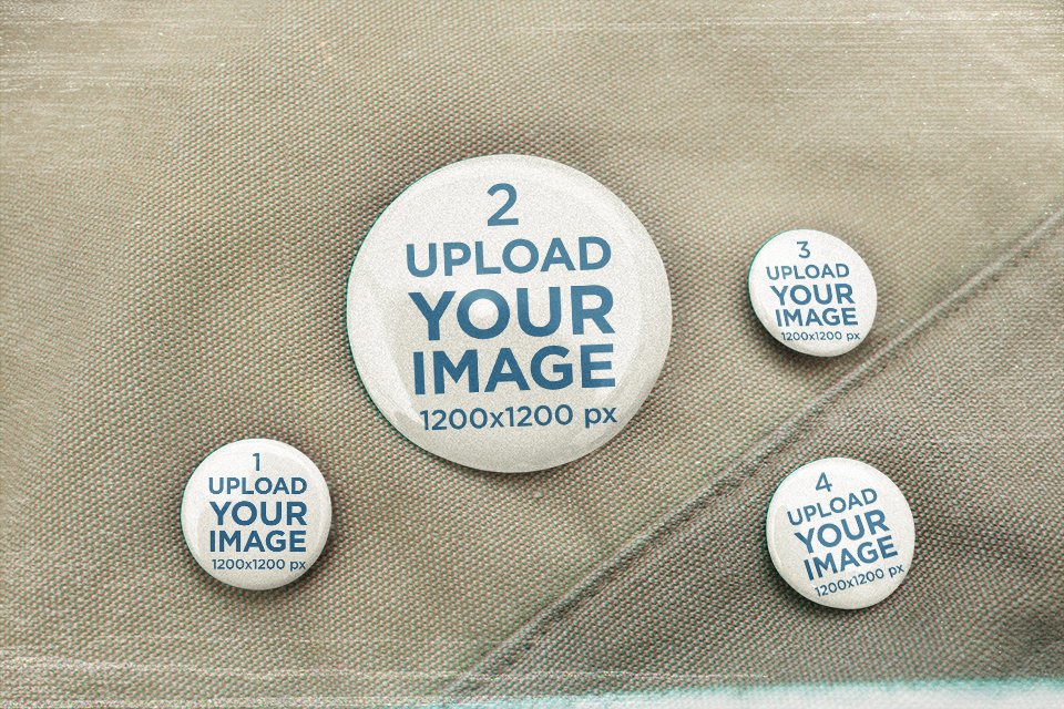 Placeit - Mockup Featuring Four Buttons on a Canvas Fabric