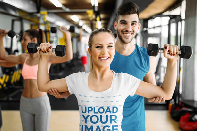 T-Shirt Mockup of a Happy Woman Reaching Her Fitness Goals