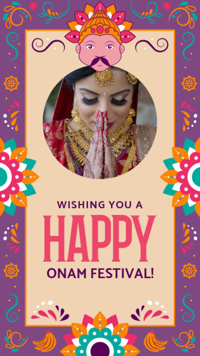 Instagram Story Generator Featuring Onam Festival Themed Graphics 3933a