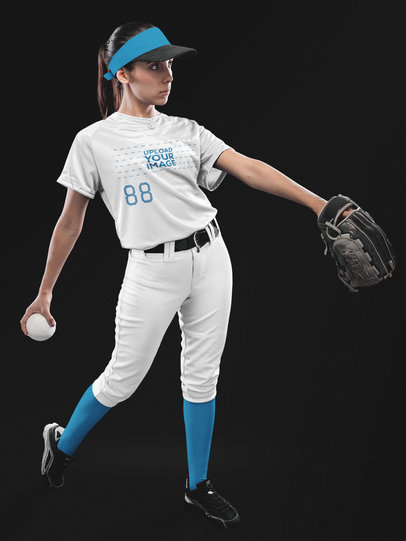 Custom Softball Jerseys - Focused Woman Posing with the Ball a16697