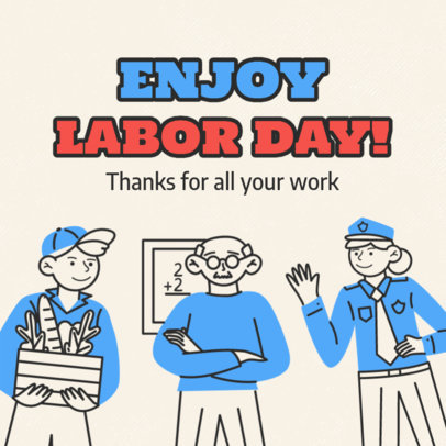 Illustrated Instagram Post Template to Celebrate Labor Day