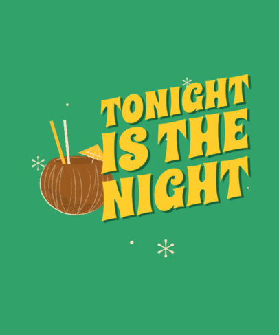 T-Shirt Design Generator Featuring a Party Theme and a Coconut Drink Clipart