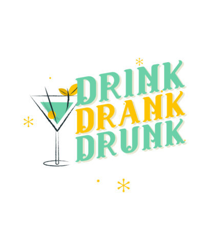 Party-Themed T-Shirt Design Template Featuring a Martini Clipart