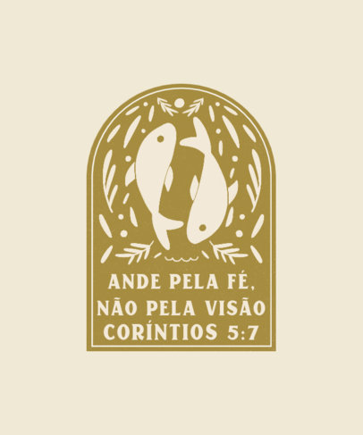 T-Shirt Design Template Featuring a Christian Bible Verse with a Fish Graphic